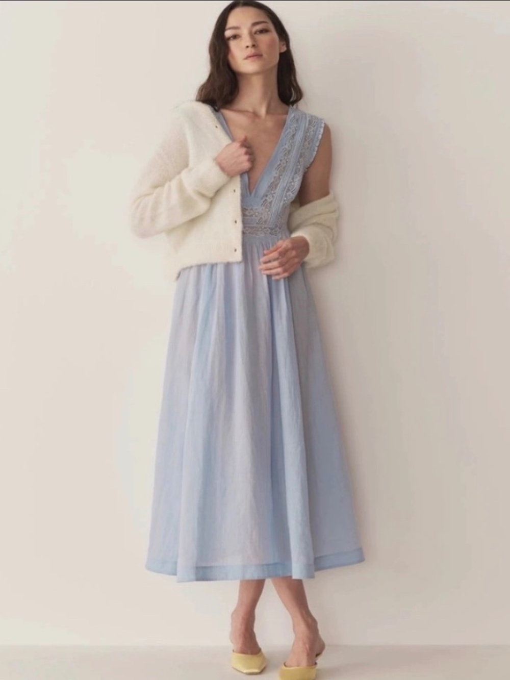 Doen Victoria Pale Blue Lace-Trim Dress